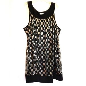 Fashion Bug Black and Silver Midi Dress